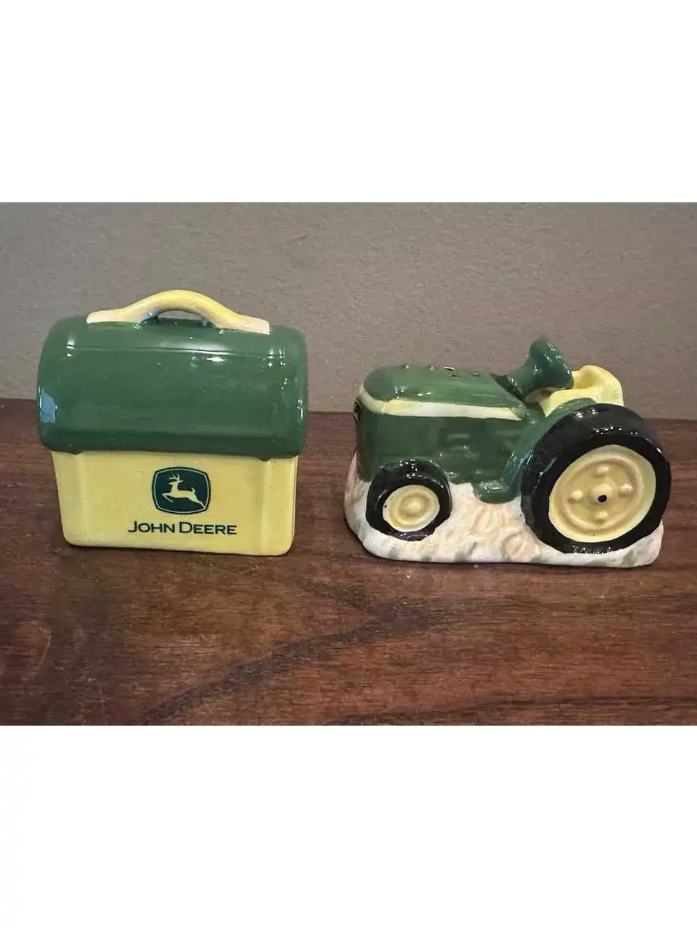 John Deere Tractor and Lunch Box Salt and Pepper Shakers